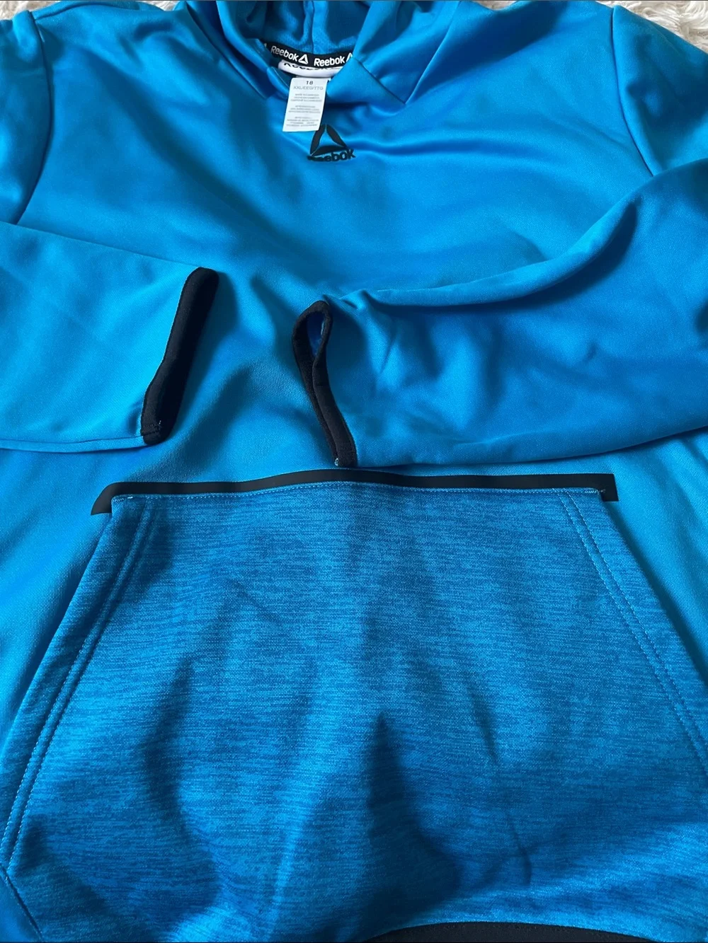 Reebok Turquoise Blue Performance Hoodie with Logo